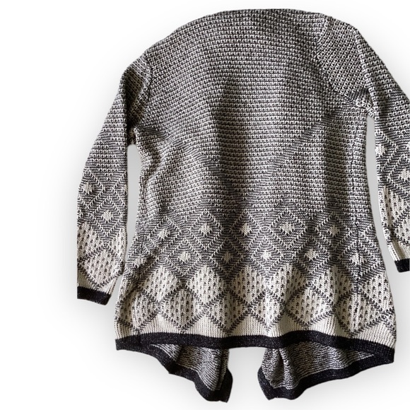 Knox Rose Open Front Waterfall Cardigan Womans Size Large Black & Cream Longline - Picture 6 of 12